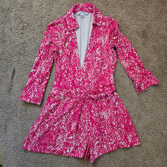 Diane von Furstenberg DVF Fuschia wrap romper Size 2 Pink - Picture 5 of 10